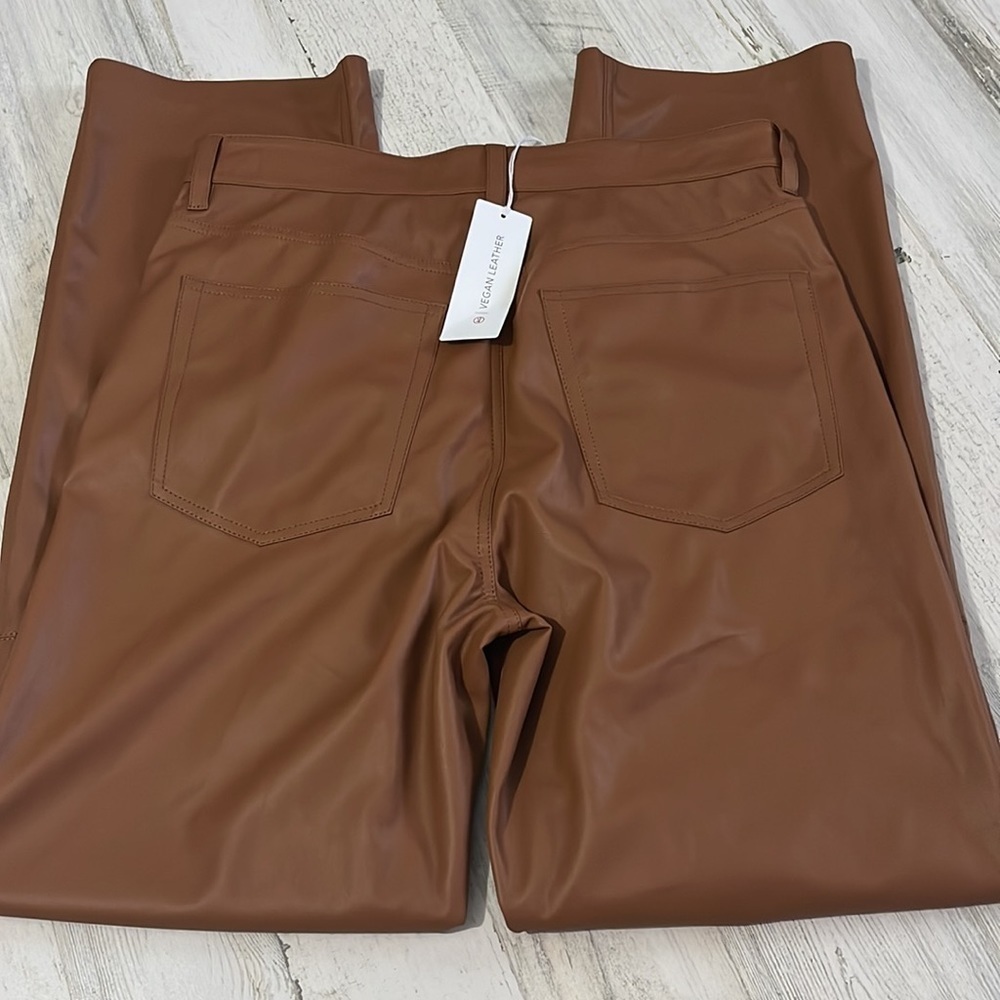 AG Adriano Goldschmied Alexxis Straight High- Rise Vintage Fit Leather Pants - Picture 10 of 14